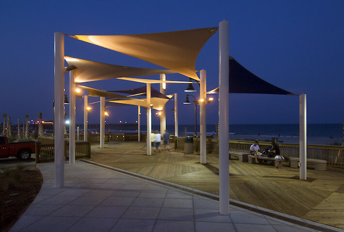 Shade Systems fabric shade structures with lighting for night use ...