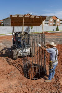 2 Setting steel cages in foundations